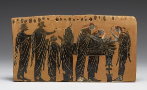 Photo showing Ancient Greek painting of a funeral