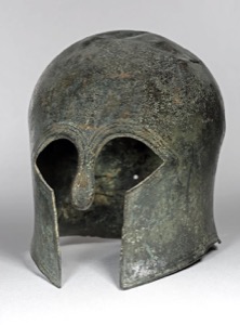 Photo showing bronze helmet